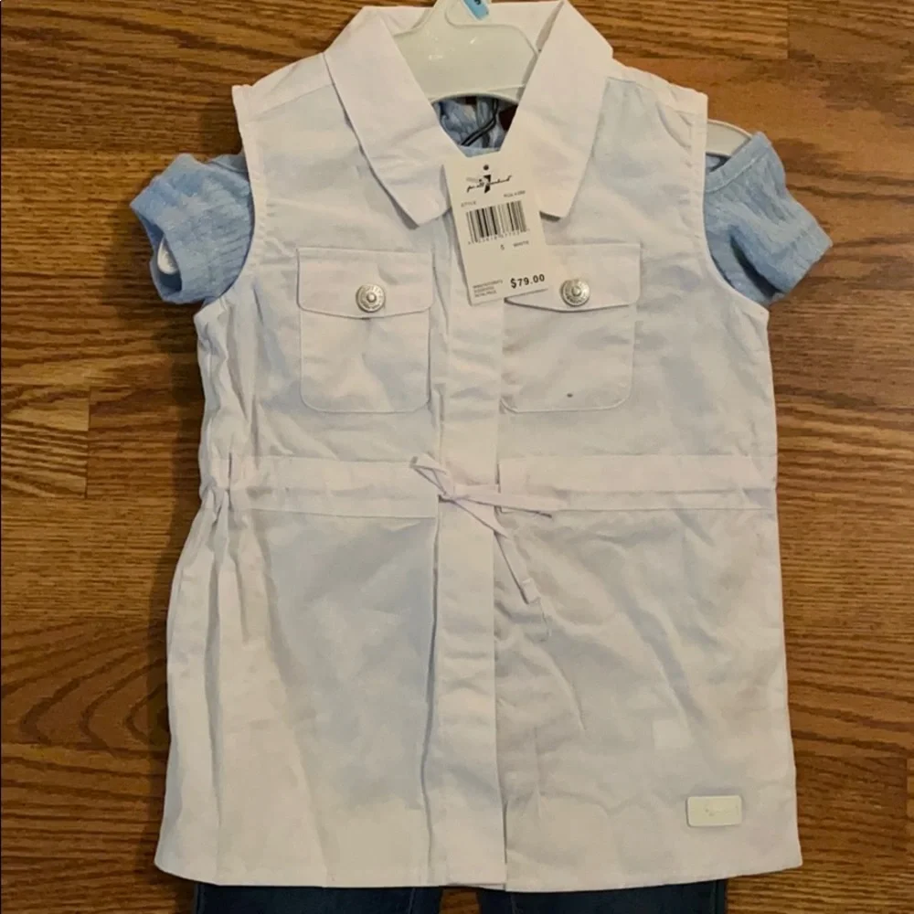 7 For All Mankind 3-Piece Shirt Jeans Vest 5T 6T two available